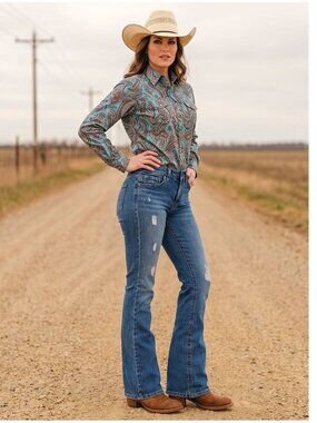 Aéropostale Hailey Skinny Flare Distressed Blue Jeans 1/2 Long Long